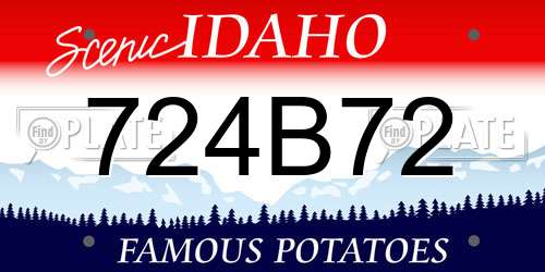 724B72 Idaho License Plate