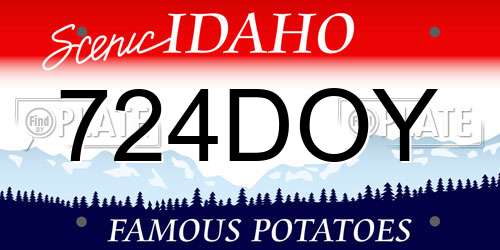 724DOY Idaho License Plate