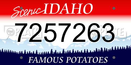 7257263 Idaho License Plate