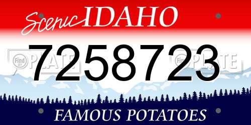 7258723 Idaho License Plate