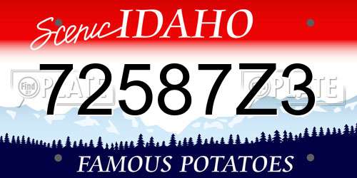 72587Z3 Idaho License Plate