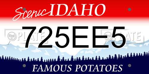 725EE5 Idaho License Plate