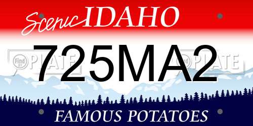 725MA2 Idaho License Plate
