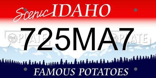 725MA7 Idaho License Plate