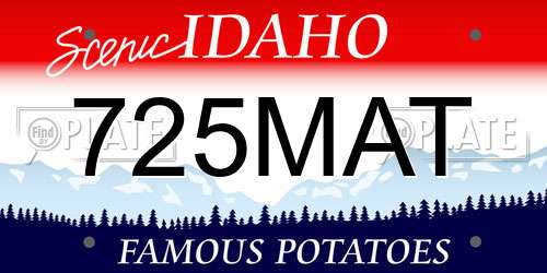 725MAT Idaho License Plate