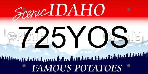 725YOS Idaho License Plate