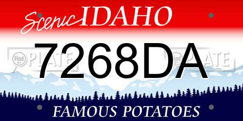 7268DA Idaho License Plate