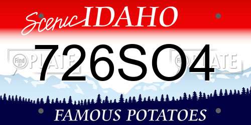 726SO4 Idaho License Plate
