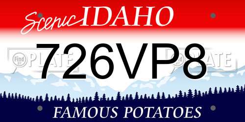 726VP8 Idaho License Plate