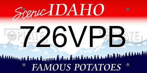 726VPB Idaho License Plate