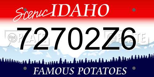 72702Z6 Idaho License Plate