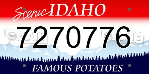 7270776 Idaho License Plate