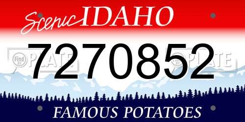 7270852 Idaho License Plate