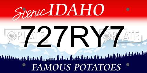 727RY7 Idaho License Plate