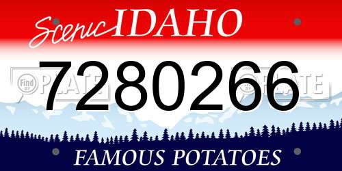 7280266 Idaho License Plate