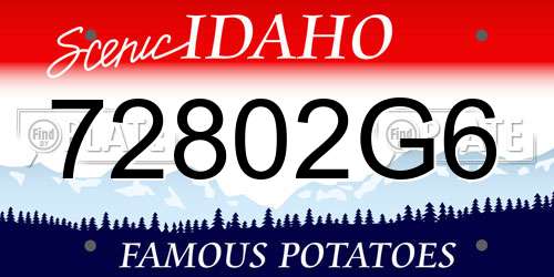 72802G6 Idaho License Plate