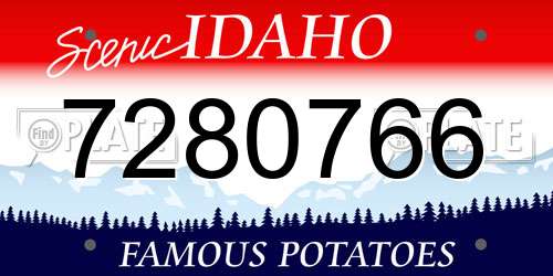 7280766 Idaho License Plate