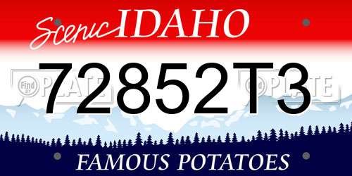 72852T3 Idaho License Plate