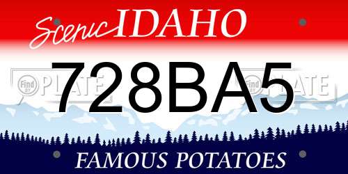 728BA5 Idaho License Plate