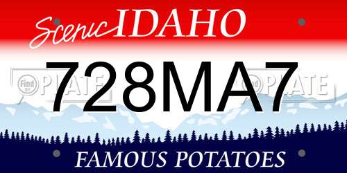 728MA7 Idaho License Plate