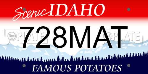 728MAT Idaho License Plate