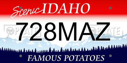 728MAZ Idaho License Plate