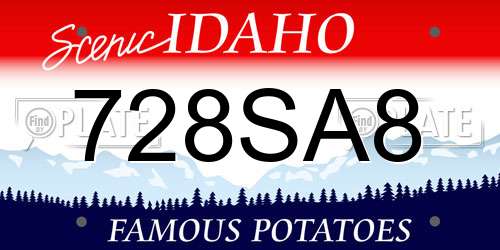 728SA8 Idaho License Plate