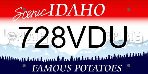 728VDU Idaho License Plate