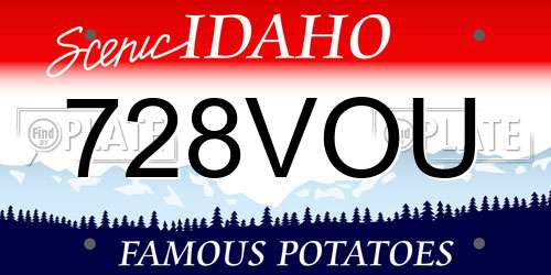 728VOU Idaho License Plate