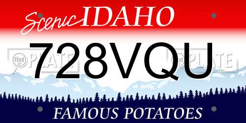 728VQU Idaho License Plate