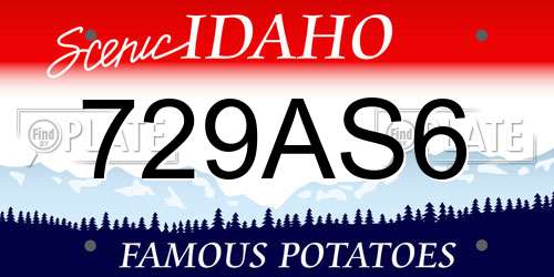 729AS6 Idaho License Plate
