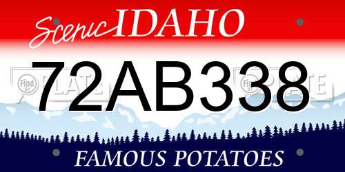 72AB338 Idaho License Plate