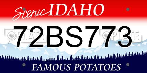 72BS773 Idaho License Plate