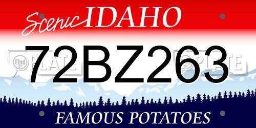 72BZ263 Idaho License Plate