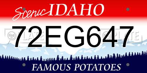 72EG647 Idaho License Plate
