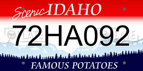 72HA092 Idaho License Plate