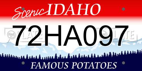 72HA097 Idaho License Plate