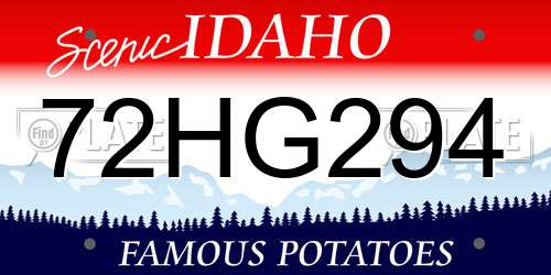 72HG294 Idaho License Plate