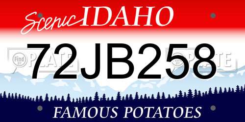 72JB258 Idaho License Plate