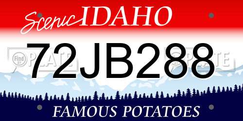 72JB288 Idaho License Plate