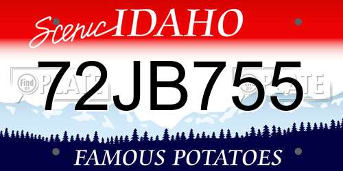 72JB755 Idaho License Plate