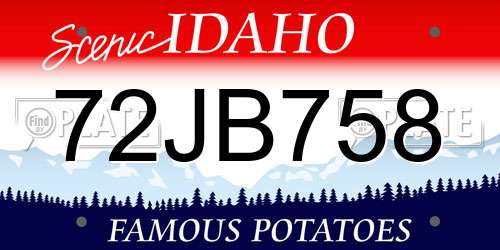 72JB758 Idaho License Plate