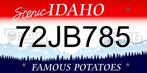72JB785 Idaho License Plate