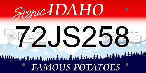 72JS258 Idaho License Plate