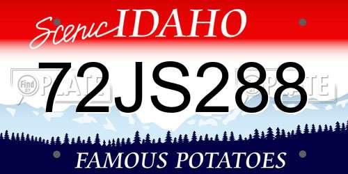 72JS288 Idaho License Plate