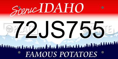 72JS755 Idaho License Plate