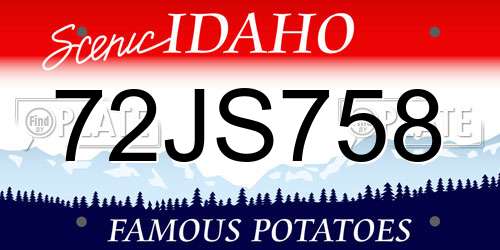 72JS758 Idaho License Plate