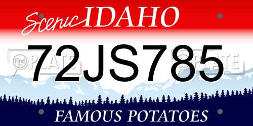 72JS785 Idaho License Plate