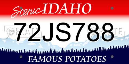 72JS788 Idaho License Plate