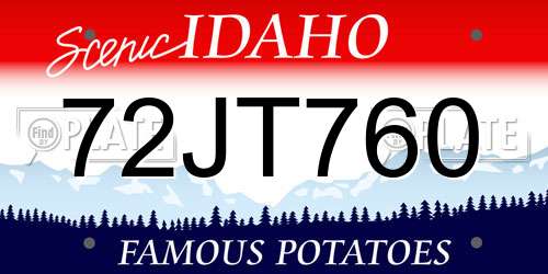 72JT760 Idaho License Plate